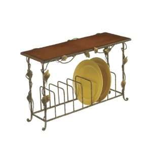   Plate Rack With Wood Top Iron&Mdf D 25 X 10 1/2 X 16