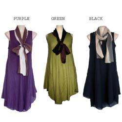 Womens Cotton Two tone Dress and Scarf (Nepal)  Overstock