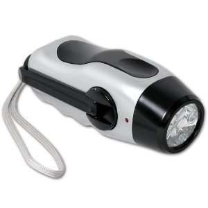  Hand Crank Self Powered Silver Dynamo 5 LED Flashlight 