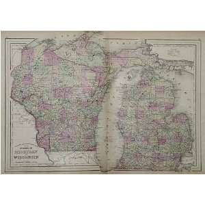 County and Township Map of the States of Michigan and Wisconsin 