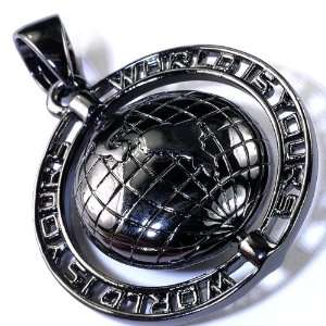   Hip Hip Blackout Micro Pave World Is Yours Spinning Globe Mens Pendant