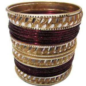   Gold Tone 24 Pc Set Metal Ethnic Bracelet Jewelry Women India Jewelry