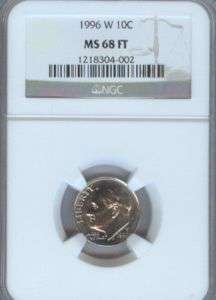 1996 W ROOSEVELT DIME NGC MS 68 FULL TORCH RARE  