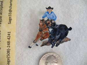   Western PIN Handpainted Custom Quarter Horse Reining Cowgal Gift