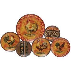  Aged Rooster Wall Hanging Plates Collection: Home 