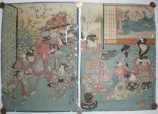 19c Japanese Woodblock Print Hinamatsuri by Kunisada  