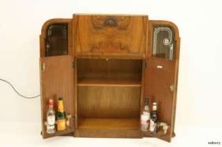 Fab Art Deco Walnut Cocktail Cabinet / Drinks Bar  