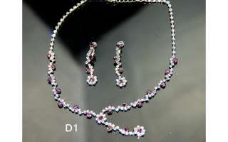   Diamonds Stones Womens Ladies Elegant Necklace Earrings Set  