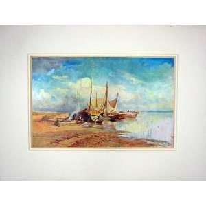  Barges Volga Canvas Oil Fedor Vasilyev Antique Print