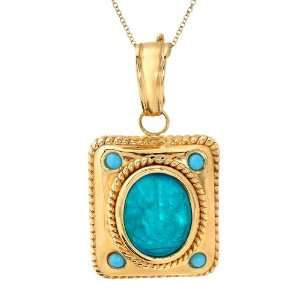  Tagliamonte   14k Yellow Gold Blue Venetian Cameo with 