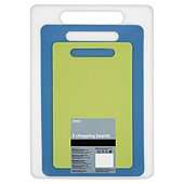 Tesco Set of 3 Plastic Chopping Boards, Blue and Green