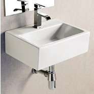   Porcelain White Wall Mounted Rectangle 17 x 12 Inch Sink 