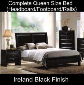 Modern Bedroom Furniture Black Queen Size Bed Frame Set  