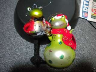 GLASS FROG CHRISTMAS ORNAMENTS FRENCH HORN  