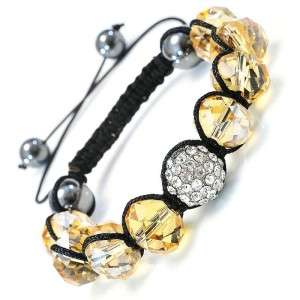   Jewelry 925silver Shamballa Bracelet Yellow Crystal Bead Friendship