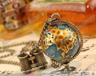 Fashion Cute Globe Binocle Charm Chain Necklace  