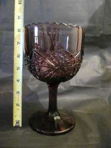 Amethyst Depression Glass Goblet Purple Scalloped Edges Starburst 