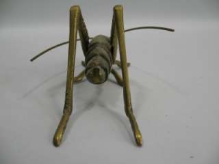 vtg Old Metal Cast Brass Grasshopper Cricket Figurine  