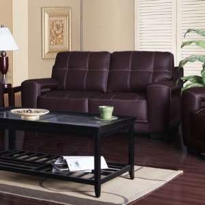  Leather 38 Two Seater Loveseat in Brown Furniture 