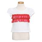 Little Zazzy White Size 0 3M Red Sheer Ruffle Knit Top Baby Girl