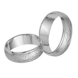 HIS HERS MATCHING GOLD HAMMERED WEDDING RING SET BANDS  