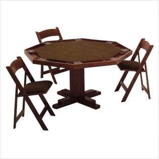 Kestell Furniture 52 Oak Pedestal Base Poker Table   Upholstery Tan 
