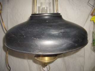   Black Metal and Brass Hurricane Ceiling Light Swag Pendent Lamp  