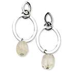   Stainless Steel Citrine Stone Polished Ovals Post Dangle Earrings