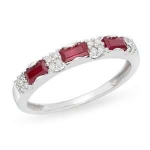   CT TGW Ruby 0.07 CT TDW Diamond Eternity Ring (G H, I1 I2): Jewelry