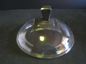 Vintage Glass Bowl, Jar Lid Only With Metallic Ceramic Knob  