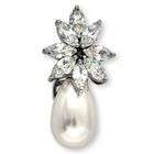 Clevereves Marquise Cubic Zirconia. Diamond Flower Faux Pearl Drop 