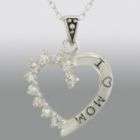 Sterling Silver and Cubic Zirconia I Love Mom Heart Pendant