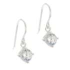 Cubic Zirconia Round Drop Earrings on Sterling Silver Wires