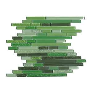  Green Horizontal Mosaic Glass Tile