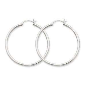  14k White Gold Lightweight Hoop Earrings: Jewelry