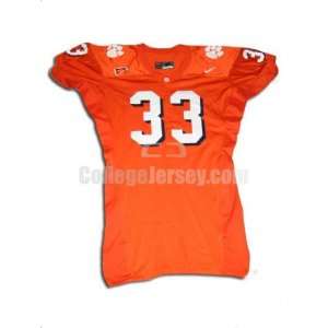  Orange No. 33 Game Used Clemson Nike Football Jersey 