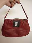   Handbag Red Leather w Guilloche Trim AS IS for costume, study