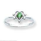 FindingKing 14K White Gold Emerald Heart Ring