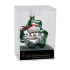   Green Shamrock with Santa Face Glass Christmas Ornament #822012