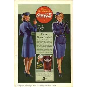  1941 Coke pausego refreshed Female GIs Vintage Ad 