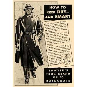 1937 Ad Sawyers Frog Brand Raincoat Jacket Clothing 