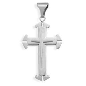   and Matte Stainless Steel Triple Cross Pendant Design: Jewelry