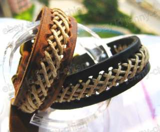 Japan & Korea Hemp Rope Woven Leather Bracelet  F4  