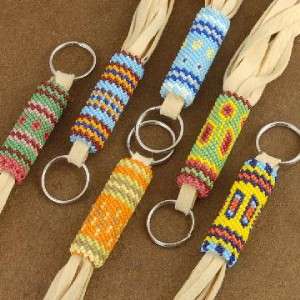 Native American Indian Beaded Key Ring Fob by Ralph Gallapoo  