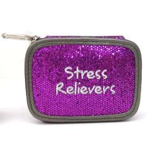  MIAMICA TRENDY EMBROIDERED TRAVEL PURPLE GLITTER STRESS RELIEVERS 