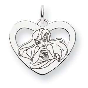  Sterling Silver Disney Ariel Heart Charm Jewelry