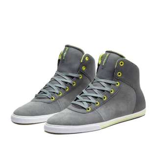 Supra Cuttler Grey Neon Green Suede Skate Shoe 8 8.5 9 9.5 10 10.5 11 