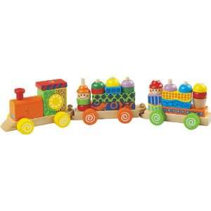   Wooden Block Stacking Train 3 Train Cars Stacking Blocks Rolling Cars