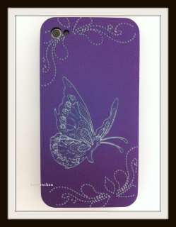 Purple Engraving Butterfly Series Hard Case for iPhone 4 4G 4S  