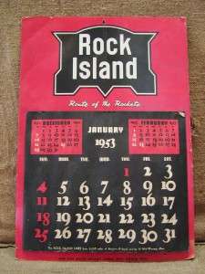 Vintage 1953 Rock Island Railroad Calender > Complete Antique Old Sign 
